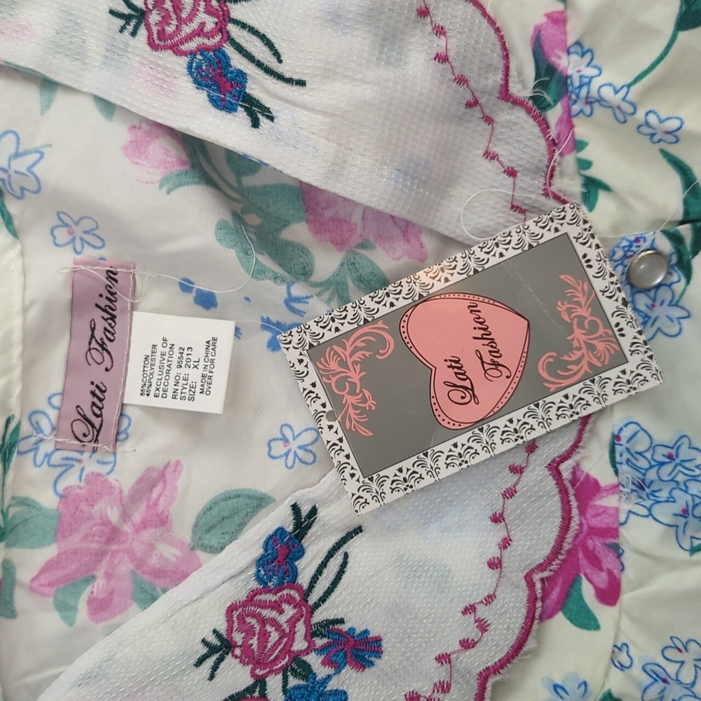 Lati Fashion house coat dress, night gown, robe, vintage style, NWT, sz XL - Picture 8 of 11